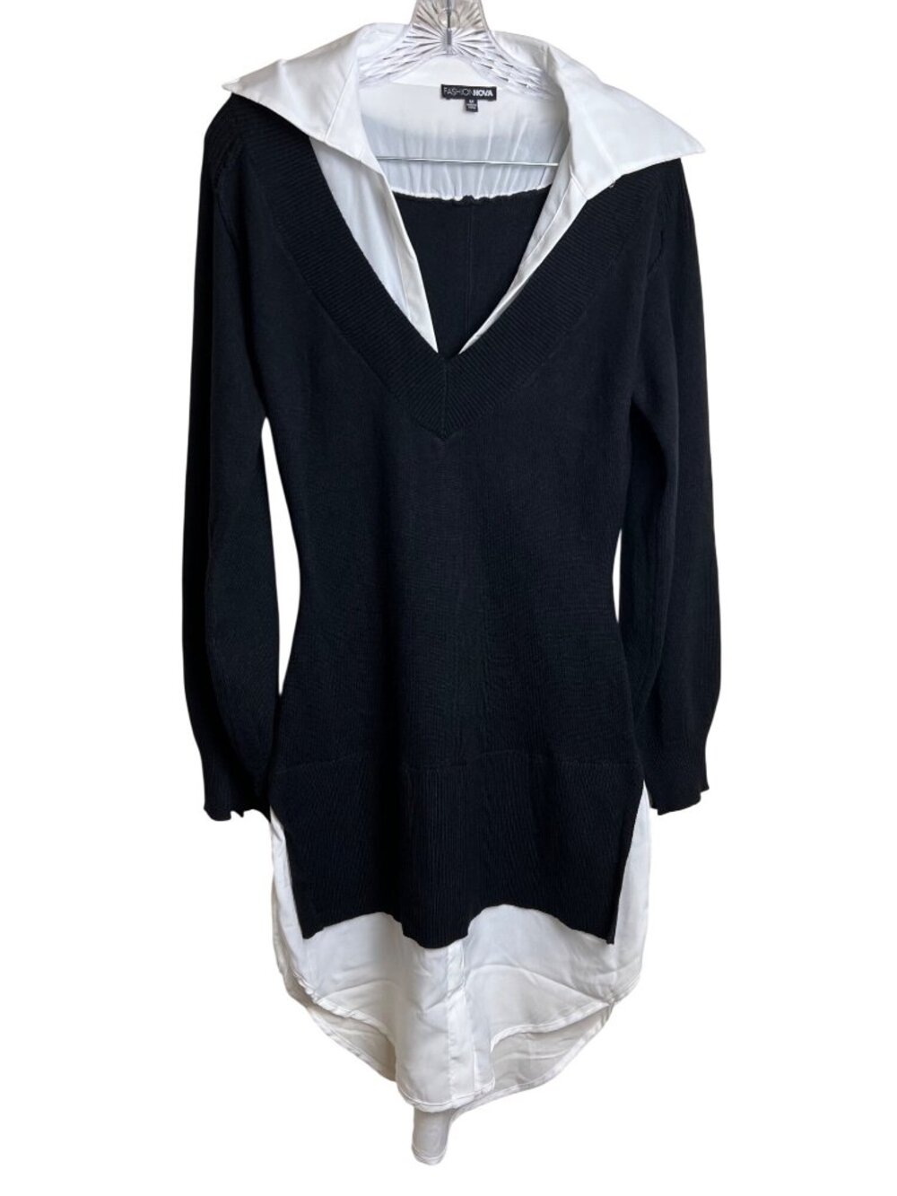 Fashion Nova Sweater Dress with Mock Blouse